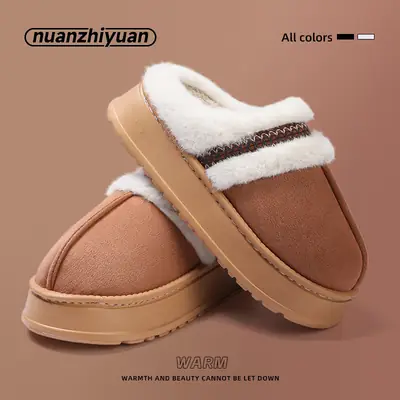 Women Furry Slippers Winter Warm Cotton Non-Slip