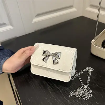 White Bow Crossbody Bag for Women 2025