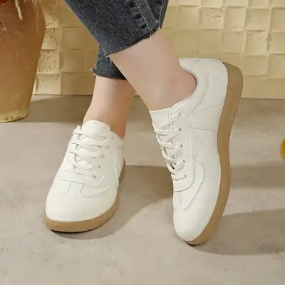 Women White Leather Casual Shoes 2025