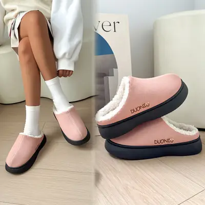 Foreign Trade Cotton Slippers for Women in Autumn and Winter Indoor Non-Slip Thick-Soled Home Toe-Toe Outer Wear Warm and Fashionable Cross-Border Cotton Slippers for Men