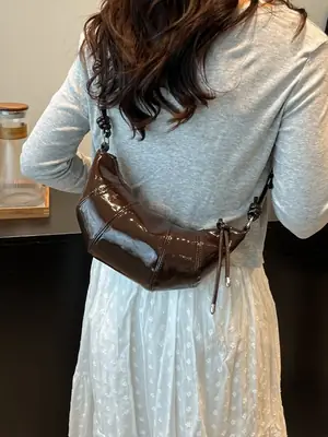 Brown Croc-Strap Crossbody Bag for Women