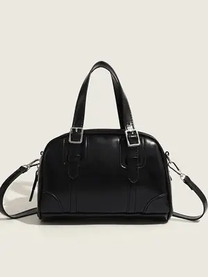 Black Korean Retro Handheld Bag for Women