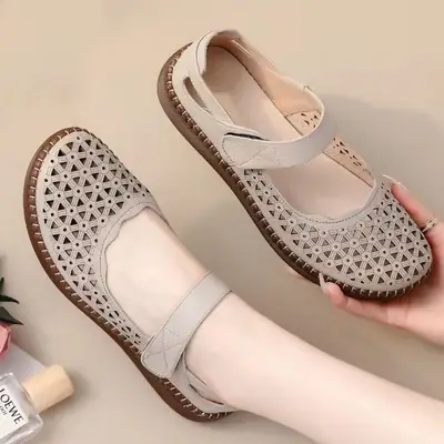 Hollow Beaded Sandals for Women Casual Elderly Comfort