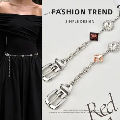 Women's Metal Studded Waist Chain for Dresses & Shirts