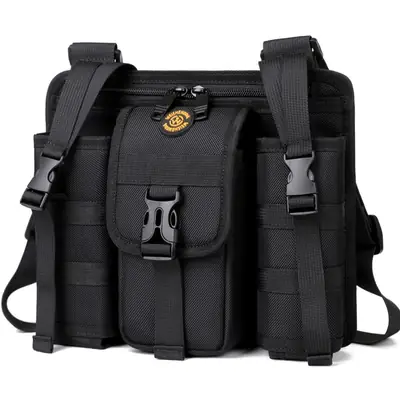 One-Shoulder Crossbody Mobile Phone Bag Black Outdoor Travel