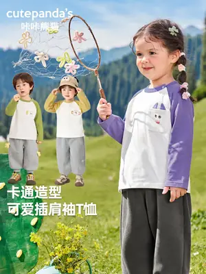 Kaka Panda Boys Long Sleeve T-Shirt Spring Casual Top