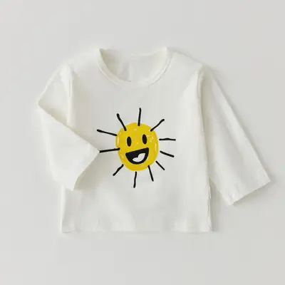 Baby Long Sleeve Teddy Bear T-Shirt White