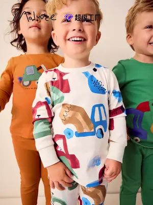 Malwee Boys Green Printed Cotton Set Autumn