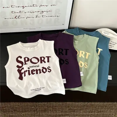 Kids Sporty Blue Sleeveless Vest Small Medium