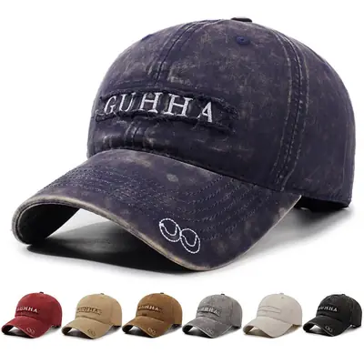 Women Denim Washed Guha Letter Cap Navy