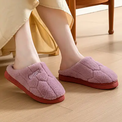 Cotton Slippers Manufacturer Wholesale Winter Women's Home Warm Confinement Shoes Cotton Slippers Couple Anti-Slip Slippers Men's Thick Plush