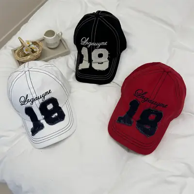 Korean Ig 18 Cap Women All Season Vintage Distressed