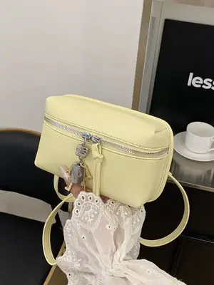 Women's Cream Crossbody Bag with Chain Strap