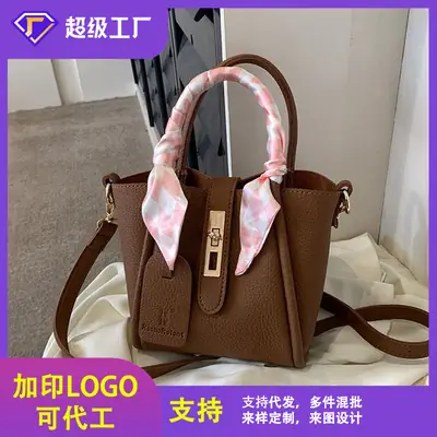 Women's Pink Leather Shoulder Bag with Bow