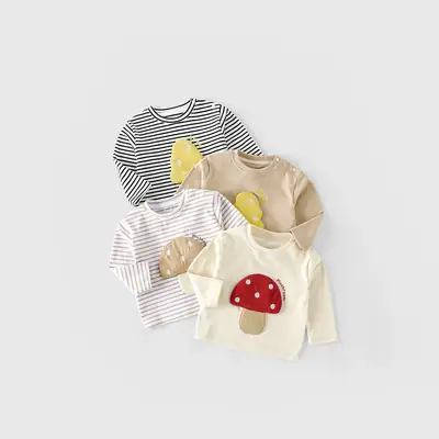 Children's Mushroom Patchwork T-Shirt 2025 Boys