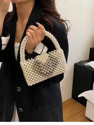 Handheld Pearl Beaded Bag for Women