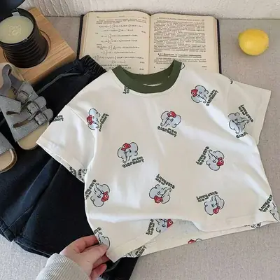 Kids Cotton T-Shirt with Cute Print Set