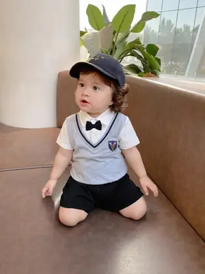 Boys Navy Bowtie Tee Summer Suit