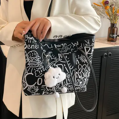Korean Style Graffiti Tote Bag for Women