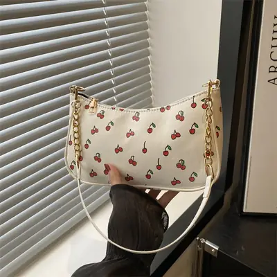 Sweet Cherry Print Shoulder Bag for Women