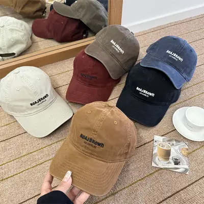 Korean Style Embroidered Letter Baseball Cap for Women