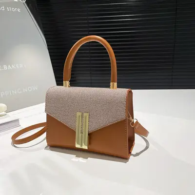 Women's Brown Leather Crossbody Bag with Gold Clasp