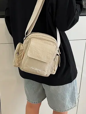 Lightweight Crossbody Phone Bag Nylon Beige 2025