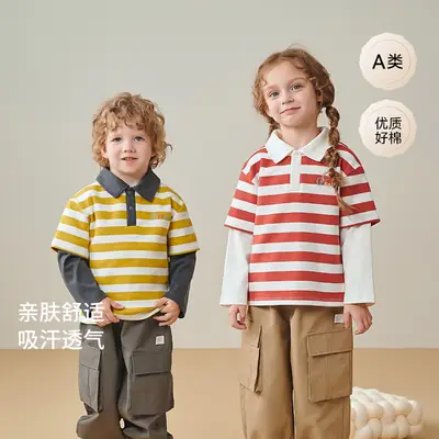 Baby Striped Polo Shirt Yellow Black Long Sleeve