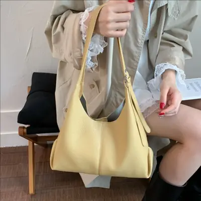 Yellow Textured Crossbody Tote Bag for Women