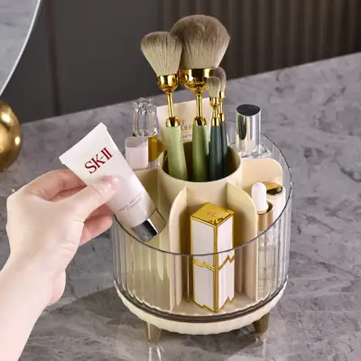 Luxury Rotating Makeup Brush & Lipstick Storage Rack