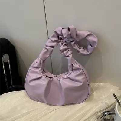Purple Pleated Shoulder Bag for Women 2025