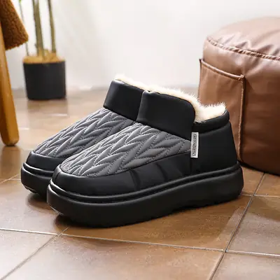 Men Winter Warm Velvet Snow Boots Black Non-Slip