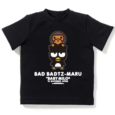 2025 Cartoon Print Kids T-Shirt Black Bad Badt Z-Maru Baby Milo