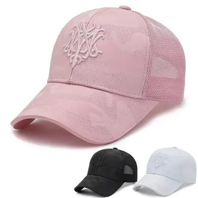 Pink Embroidered Baseball Cap for Women Sun Protection