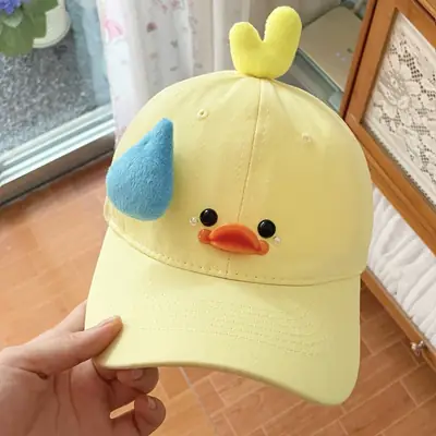 Cute Duck Cap for Women Sun Protection Face Slimmer Yellow