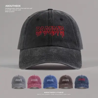 Damnis Blood Red Letter Embroidered Cross-Border Cap Women Men