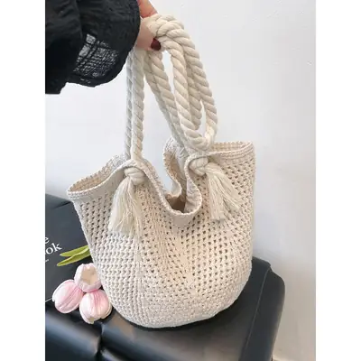 Women Woven Straw Shoulder Bag Summer New Fashion