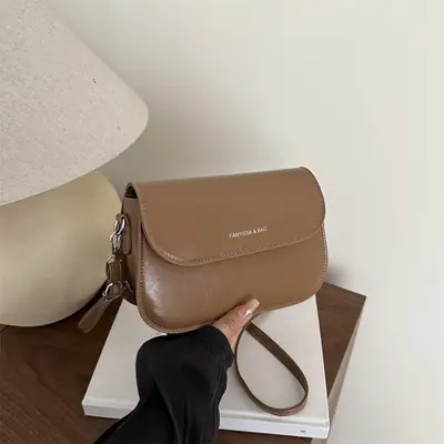 Korean Style Single Shoulder Crossbody Bag Brown Saddle