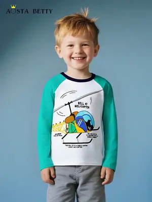 Autumn Cartoon Long Sleeve T-Shirt for Boys