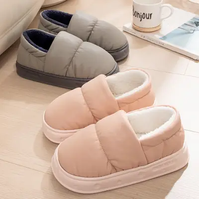 Waterproof Cotton Slippers for Women, Winter 2025 New Model, Couple's Indoor Home Non-Slip Warm Thick-Soled Outdoor Cotton Slippers for Men