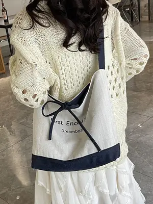 Women Large Capacity Cloth Shoulder Crossbody Bag Korean Style