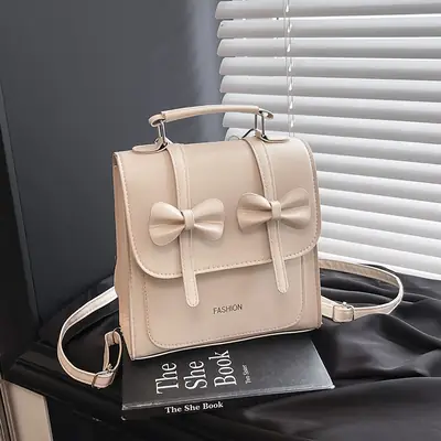 Women's Beige Bow Satchel Shoulder Bag 2025
