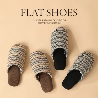 Nanbowan Wooden Floor Slippers for Women, Autumn and Winter Indoor Silent Non-Slip Home Couple's Household Cloth Shoes for Men