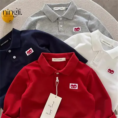 Blue Japanese Style Boys Polo Shirt for Toddler
