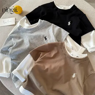 Children Long Sleeve T-Shirt Set Cotton Japanese Style Autumn Boys