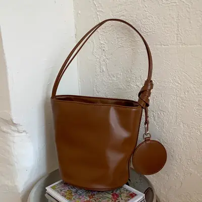Retro Bucket Bag Women Brown 2025 New