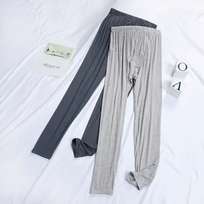 Thin Modal Thermal Pants for Men, High-Waisted, Tight-Fitting, Cotton-Lined, Warm Pants, Sleep Pants, Large Size Thermal Pants in Stock