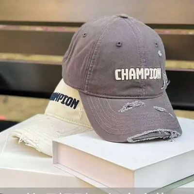 Vintage Distressed Cap for Women Brown Embroidered