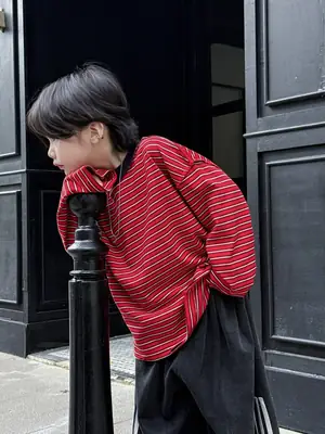 Girls Red Striped Long Sleeve T-Shirt for Boys