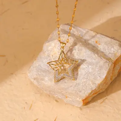Gold Star Shaped Necklace for Women